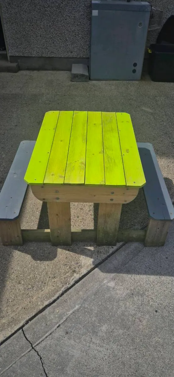 Solid Wood Kids Picnic Table with Play Basin - Image 1
