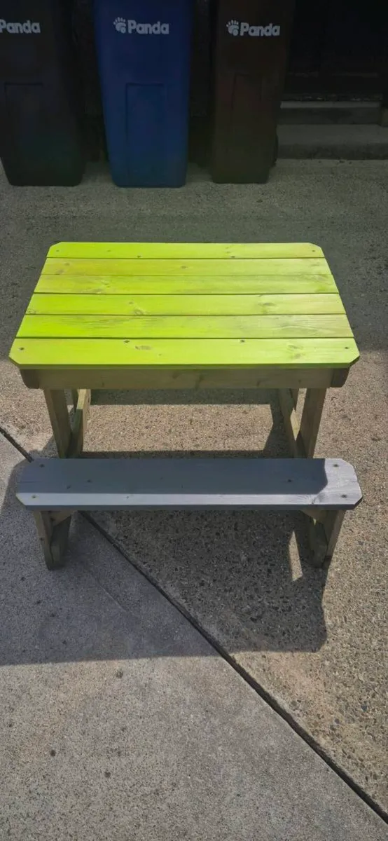 Solid Wood Kids Picnic Table with Play Basin - Image 2