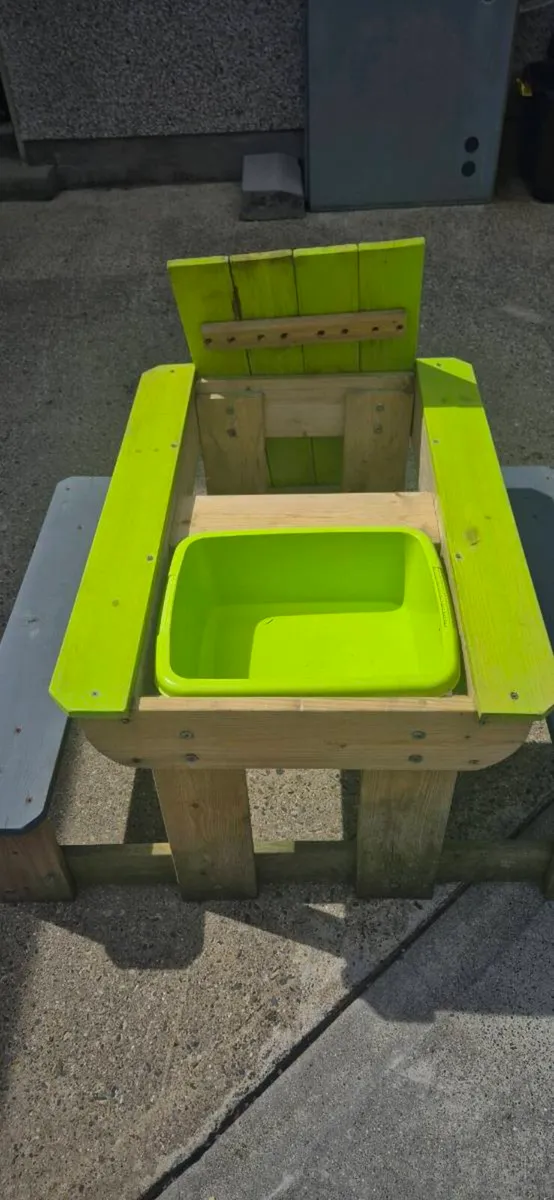 Solid Wood Kids Picnic Table with Play Basin - Image 3