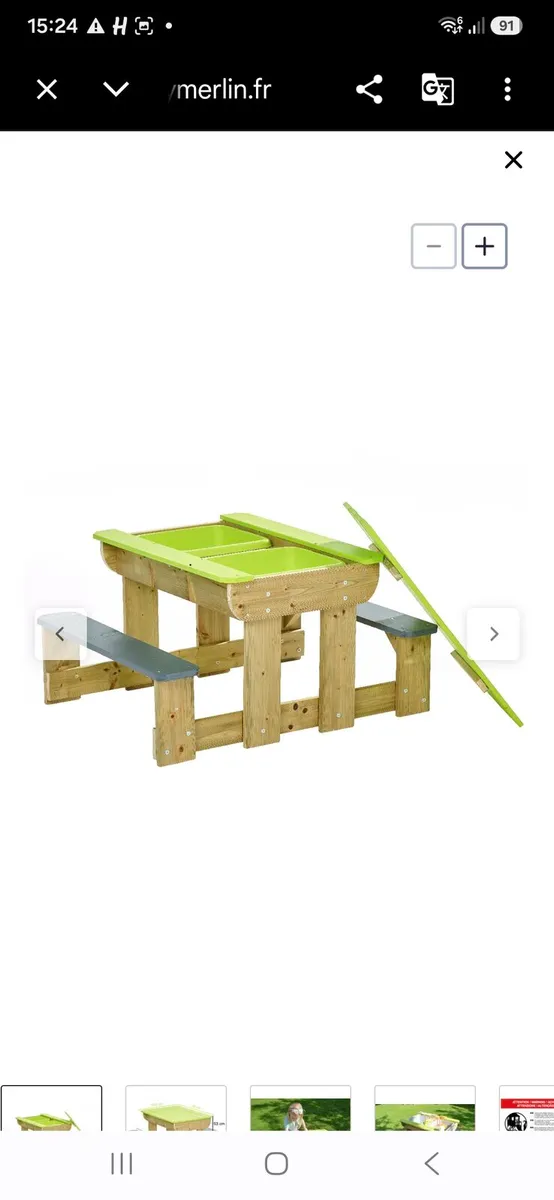 Solid Wood Kids Picnic Table with Play Basin - Image 4