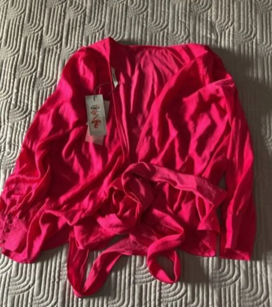 Only Beautiful Pink Wrap Blouse Size UK 8 - Image 1