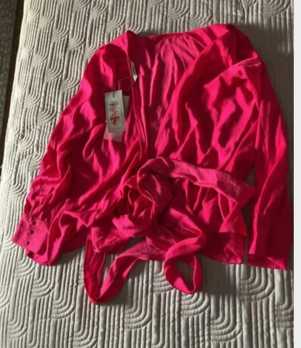Only Beautiful Pink Wrap Blouse Size UK 8 - Image 2
