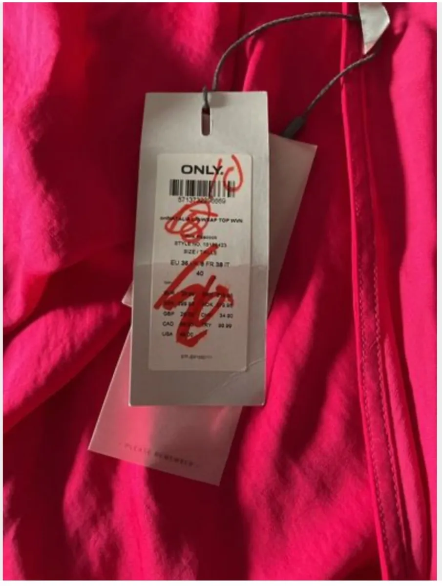 Only Beautiful Pink Wrap Blouse Size UK 8 - Image 4