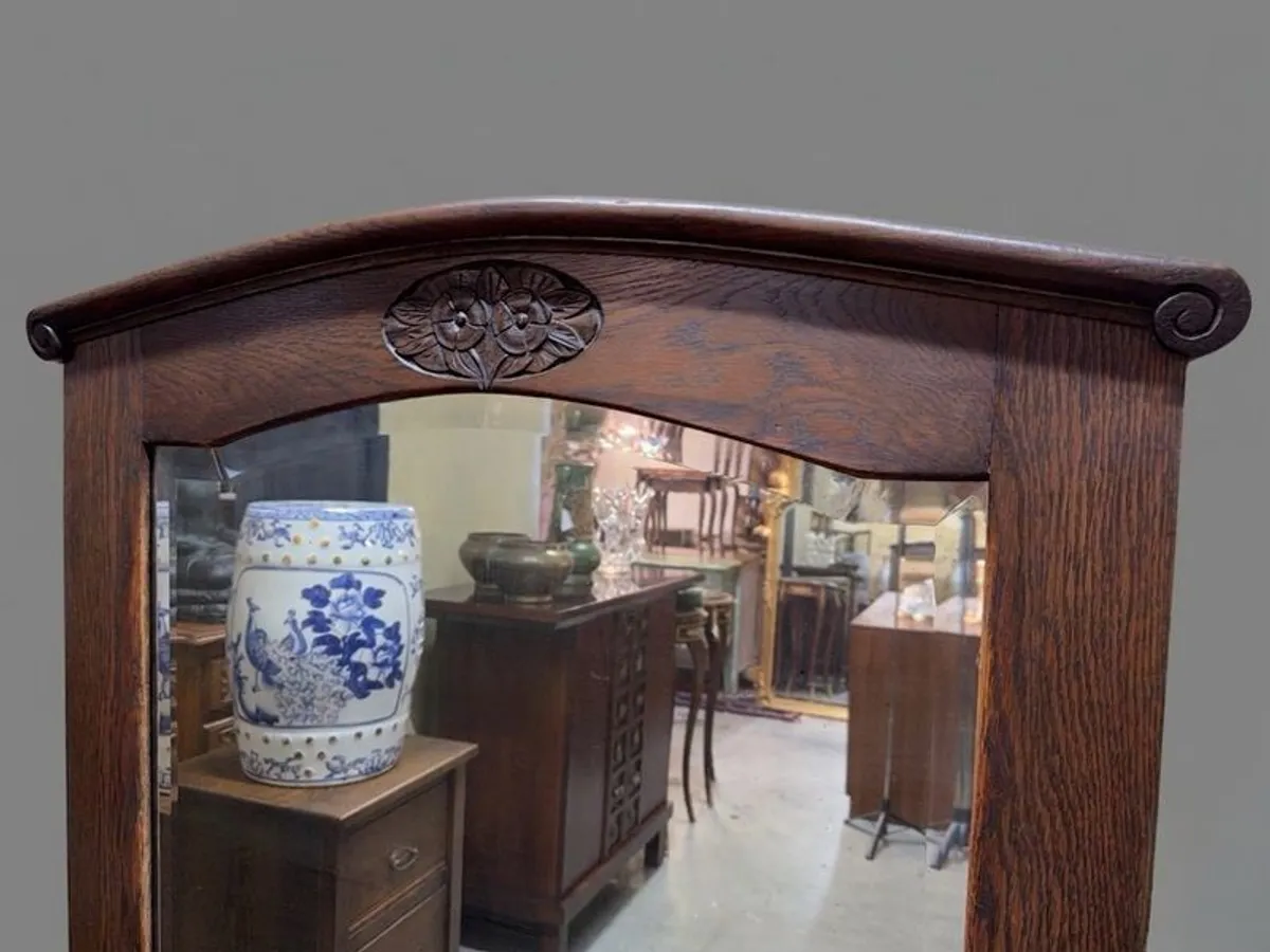 Early 20th Century Antique Belgian Oak Mirror - Image 2