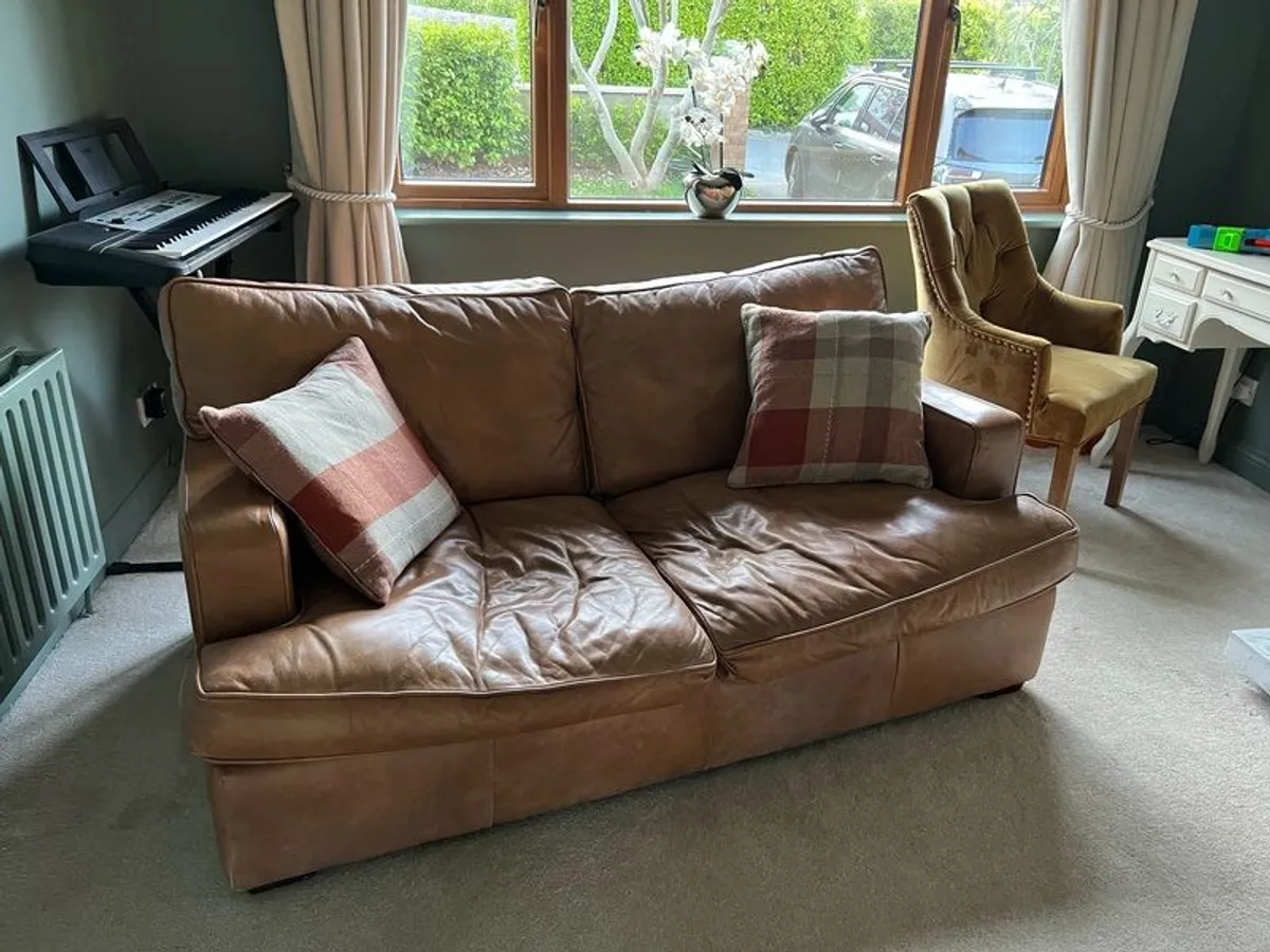 Laura Ashley Leather sofa bed - Image 1