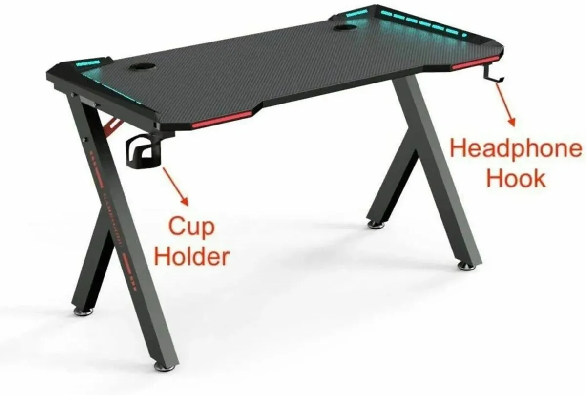 Gaming PC Table Desk With LED lights - Image 2