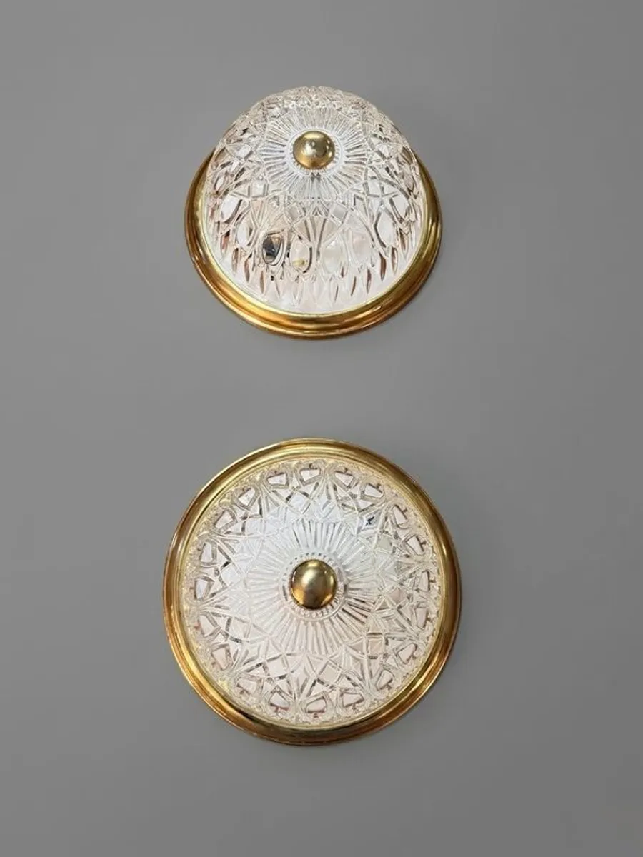 Mid-Century Modern Glass and Brass Pendant Mount Light, 1960s - Image 3