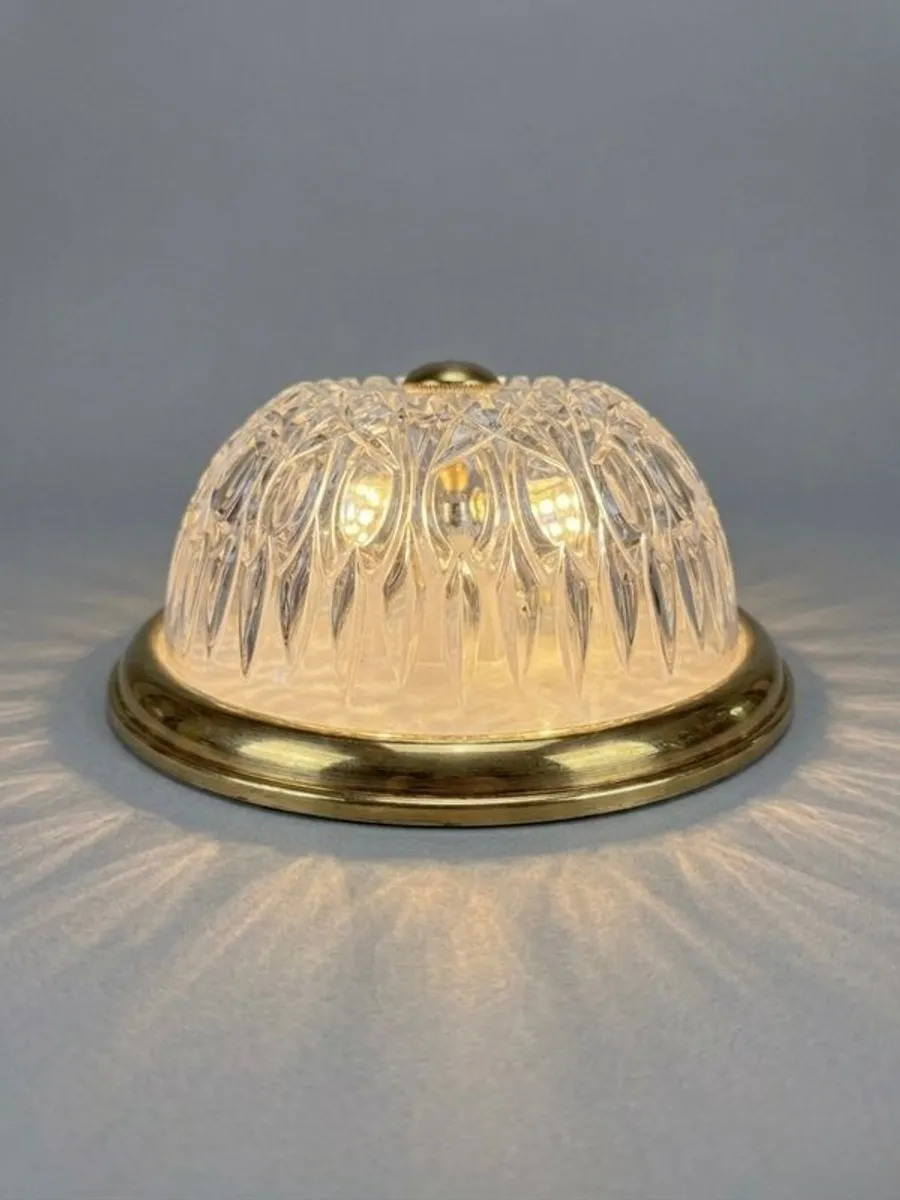 Mid-Century Modern Glass and Brass Pendant Mount Light, 1960s - Image 4
