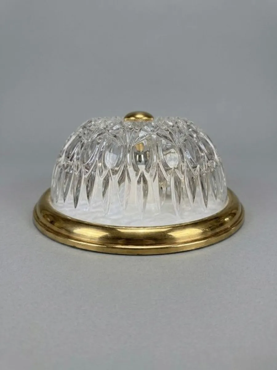 Mid-Century Modern Glass and Brass Pendant Mount Light, 1960s - Image 1