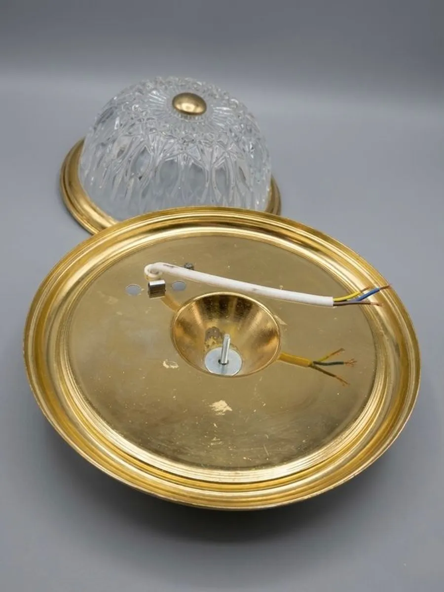 Mid-Century Modern Glass and Brass Pendant Mount Light, 1960s - Image 2