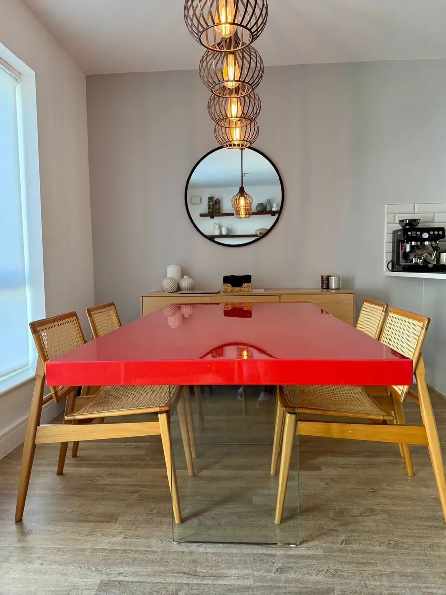 Red High Gloss Dinning Table - Image 2