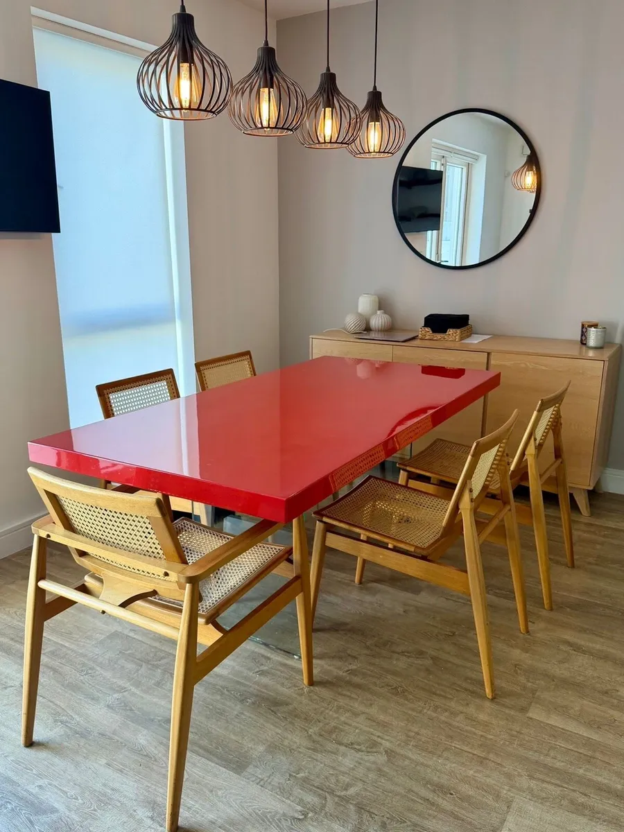 Red High Gloss Dinning Table - Image 1