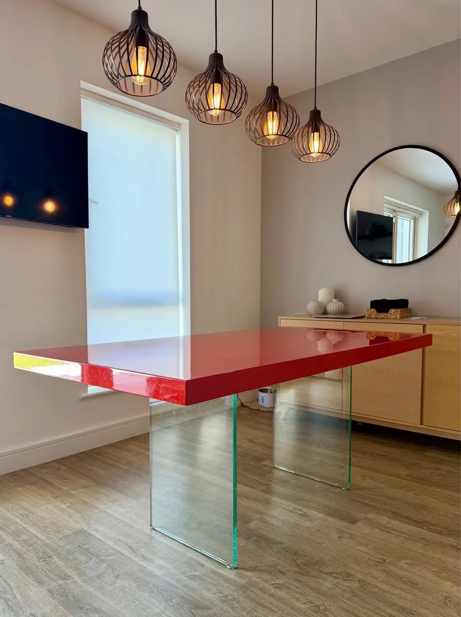 Red High Gloss Dinning Table - Image 3