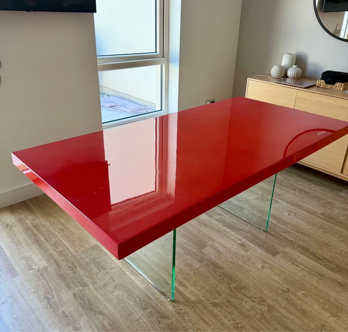 Red High Gloss Dinning Table - Image 4