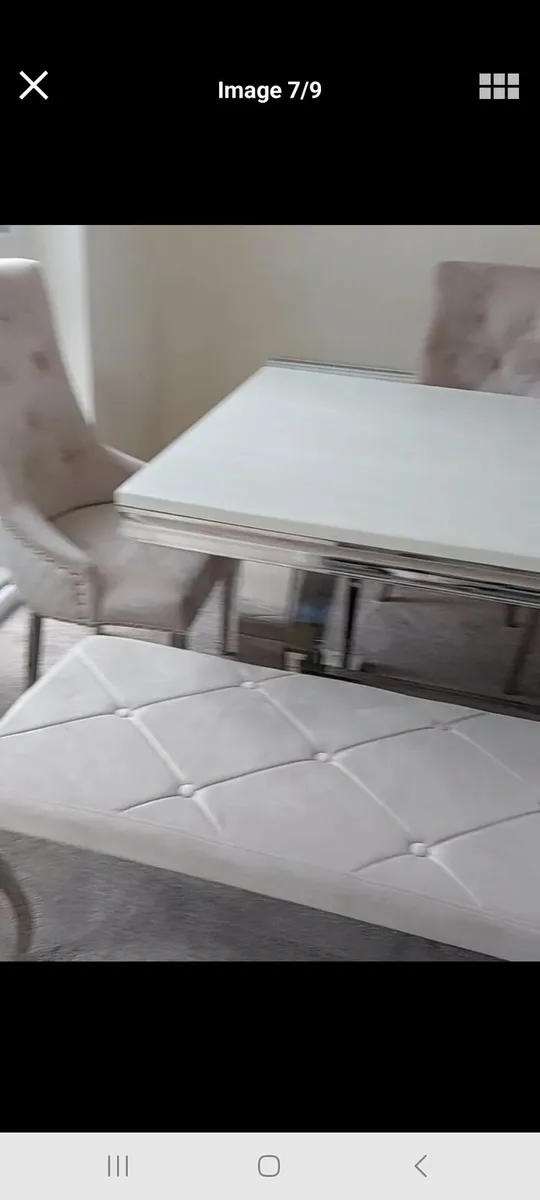 Marble table Bench and Chairs - Image 1