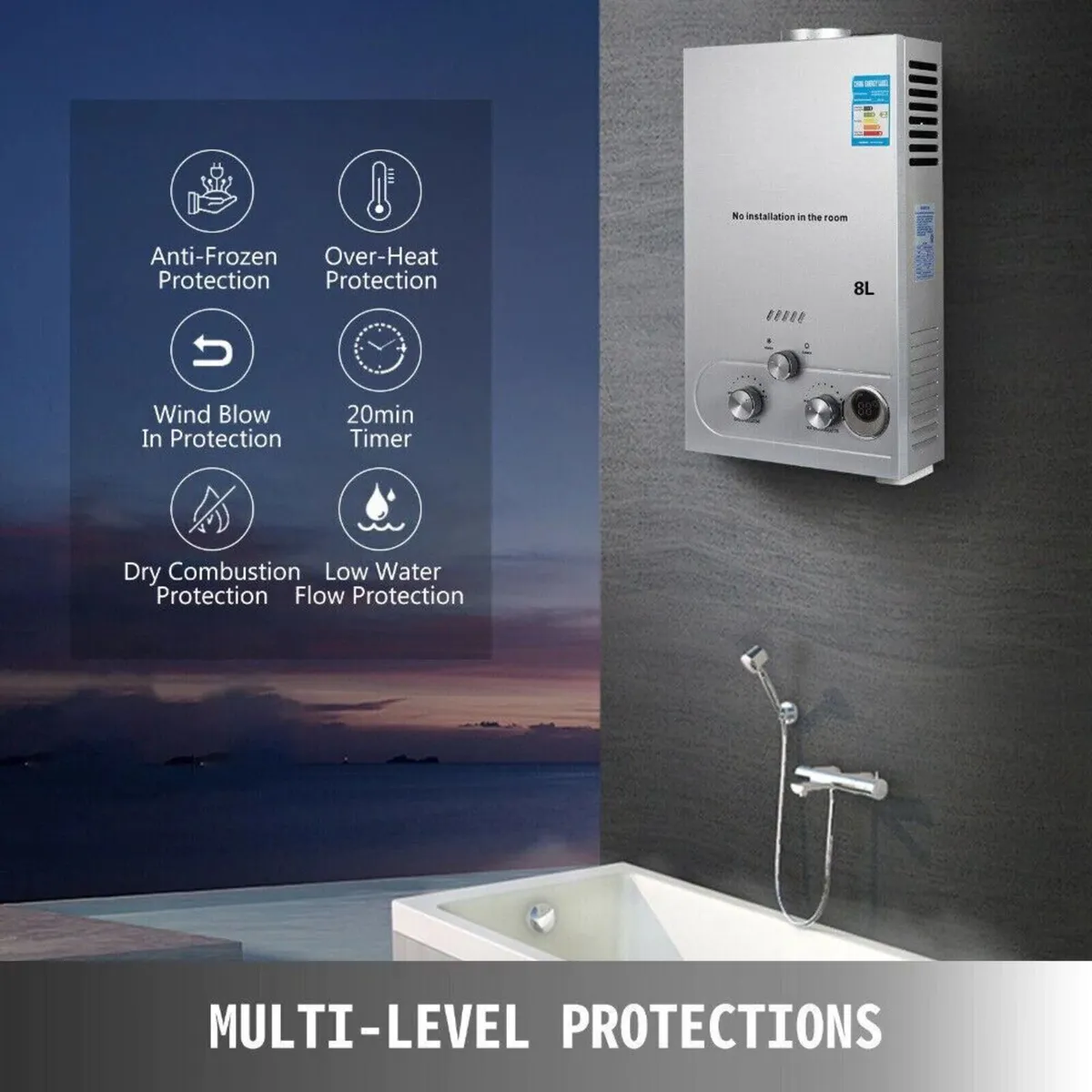 8l LPG Propane Gas Tankless Instant Water Heater - Image 3