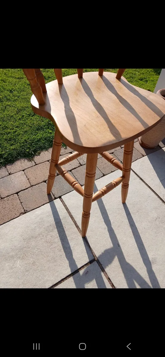 Tall wooden stool with back - Image 2