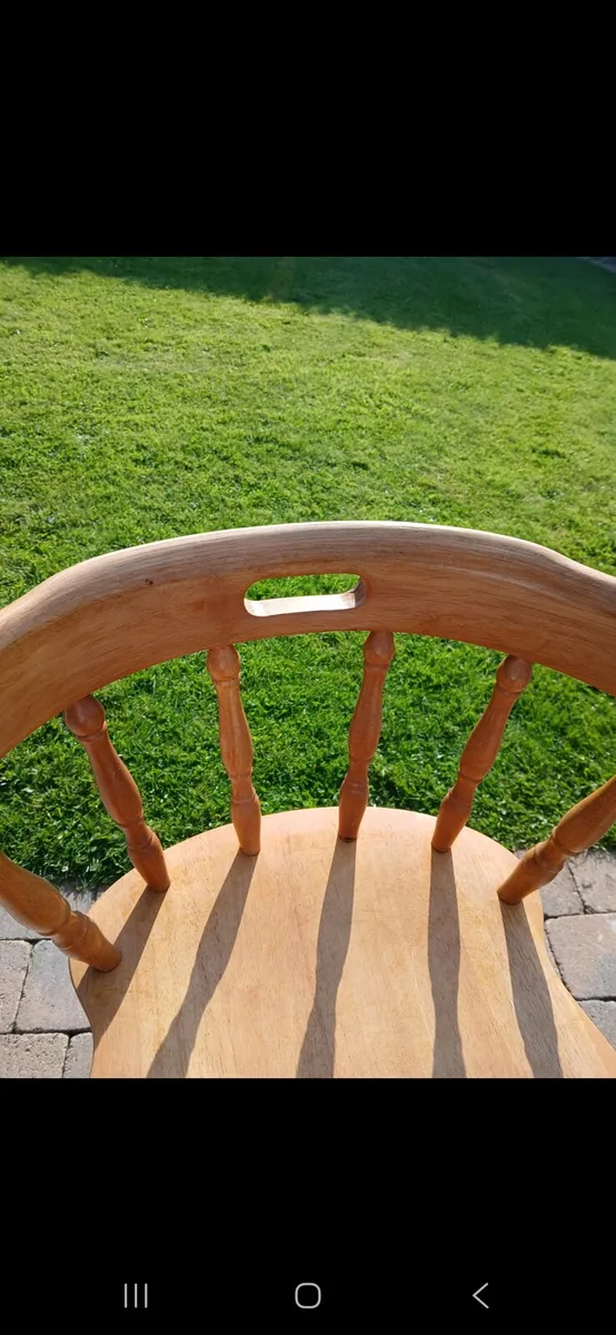 Tall wooden stool with back - Image 3