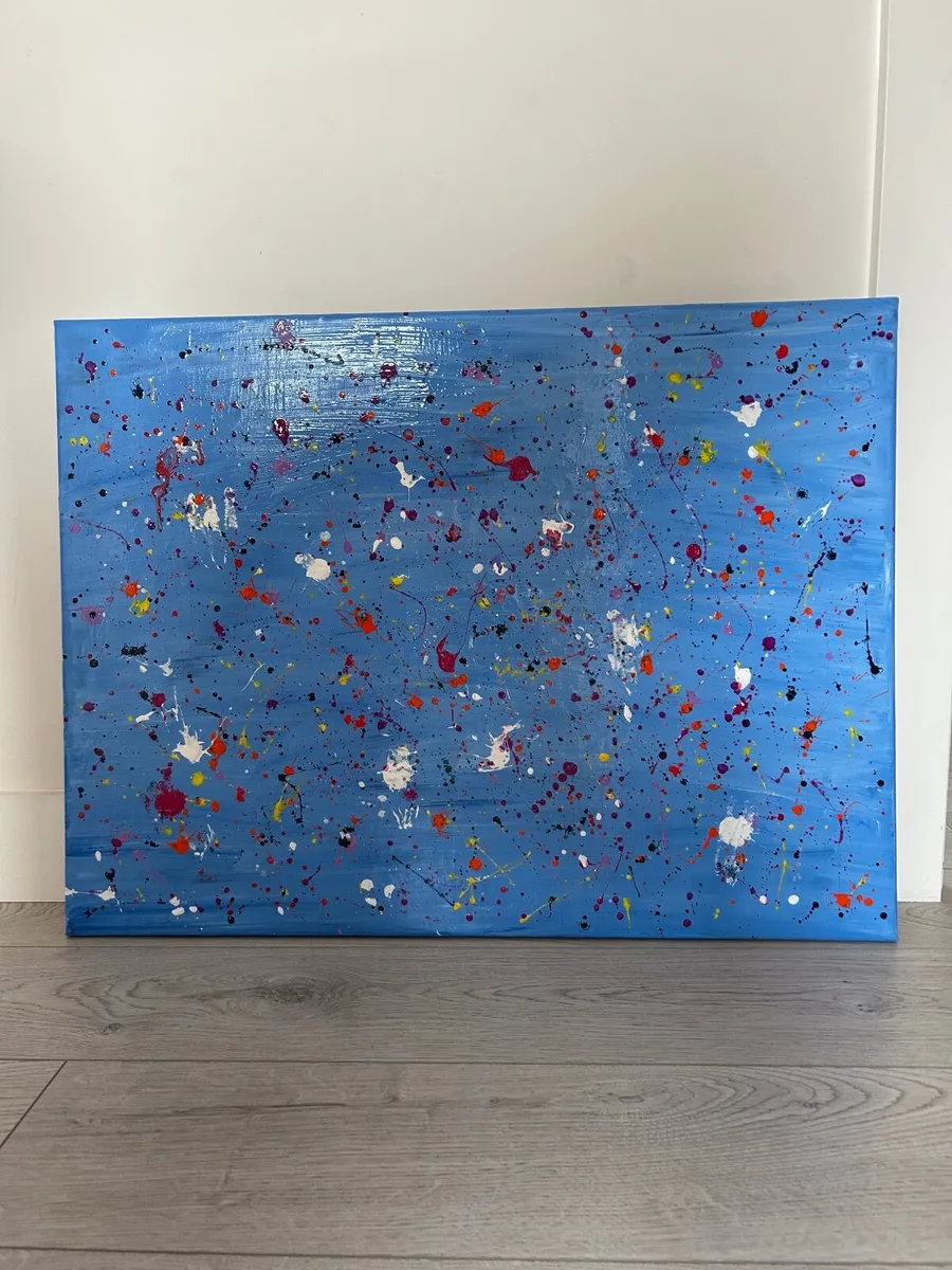 Large blue abstract painting - Image 1