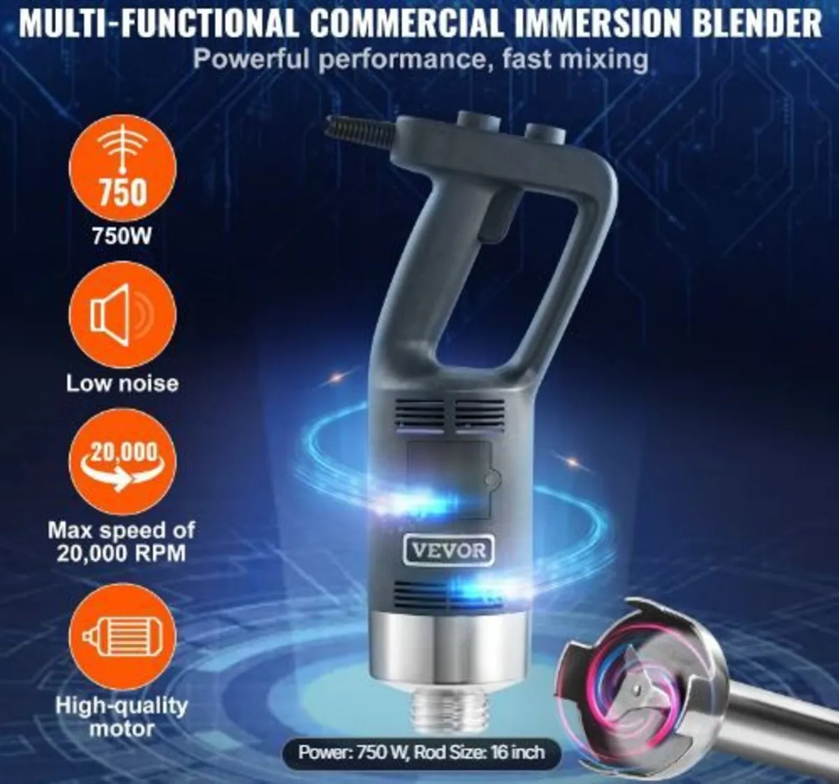 Commercial Immersion Blender, 750 Watt - Image 3