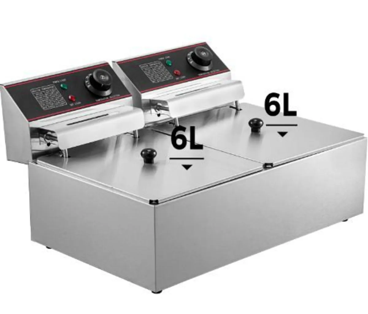 Double Deep Fat Fryer Large 5000W Commercial - Image 1