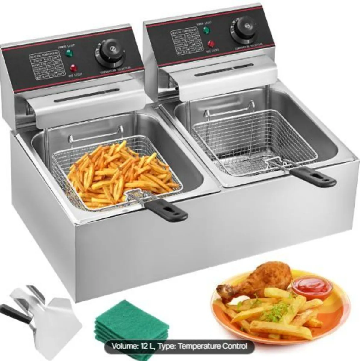 Double Deep Fat Fryer Large 5000W Commercial - Image 2