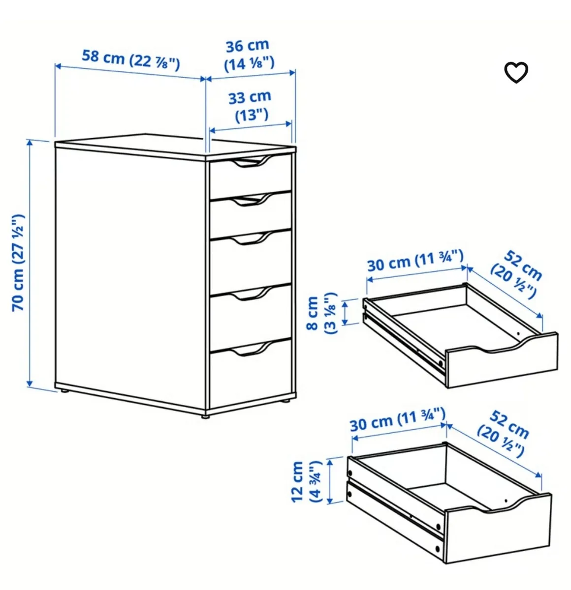 Ikea Alex 5 chest drawers storage unit - Image 2