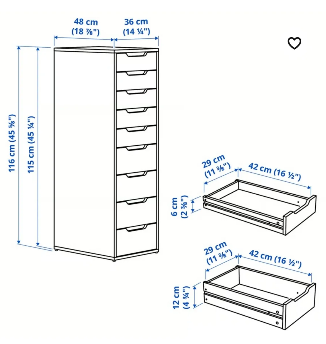 Ikea Alex 9 drawers homeoffice storage unit - Image 2