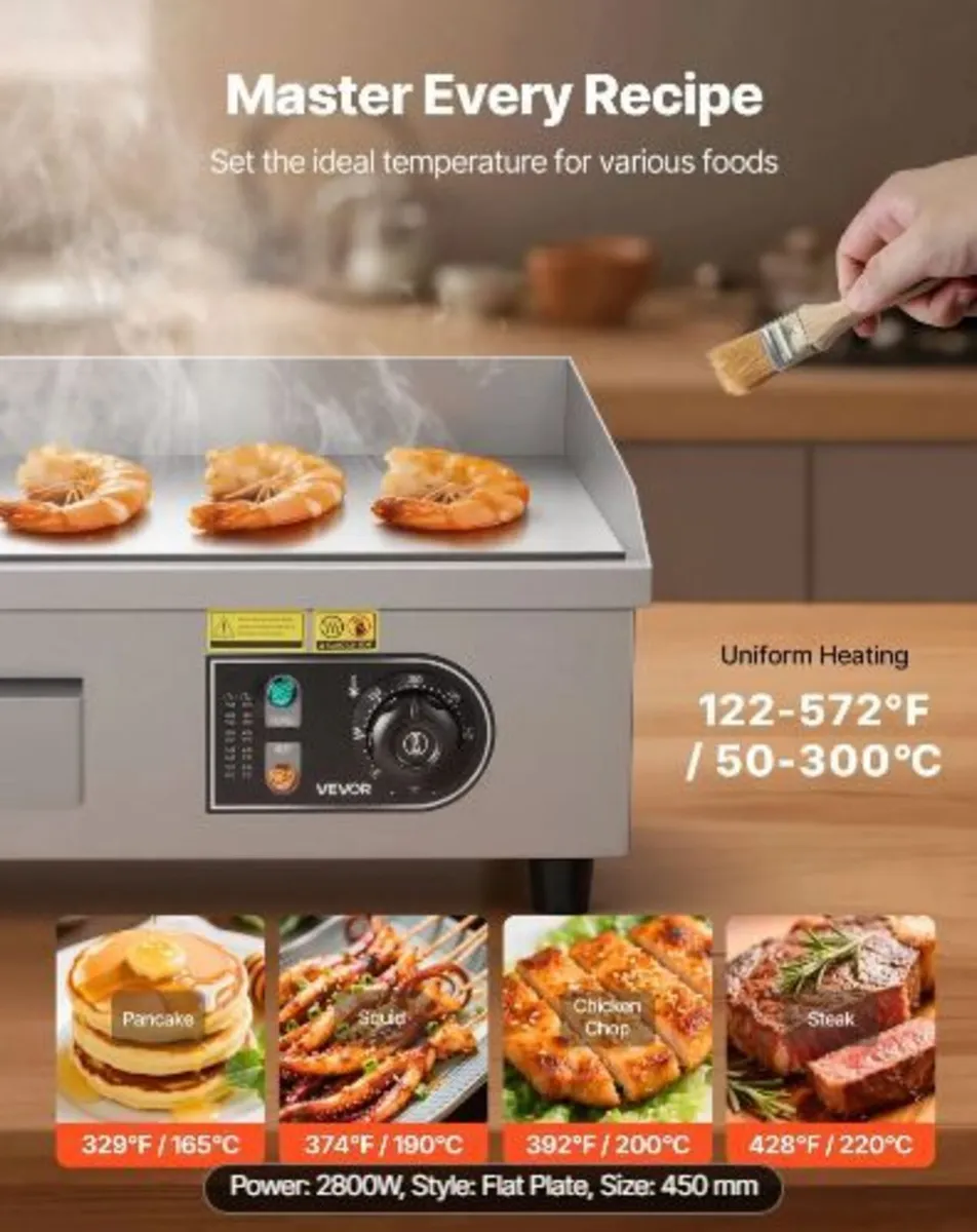 Commercial Electric Griddle, 450 x 300 mm, 2800W - Image 4