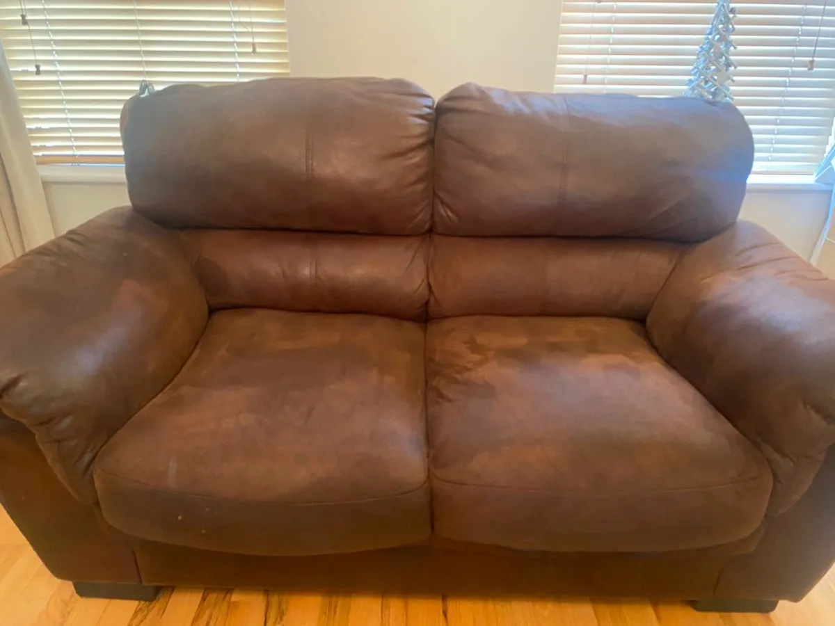 3 & 2 brown saude couches - Image 3
