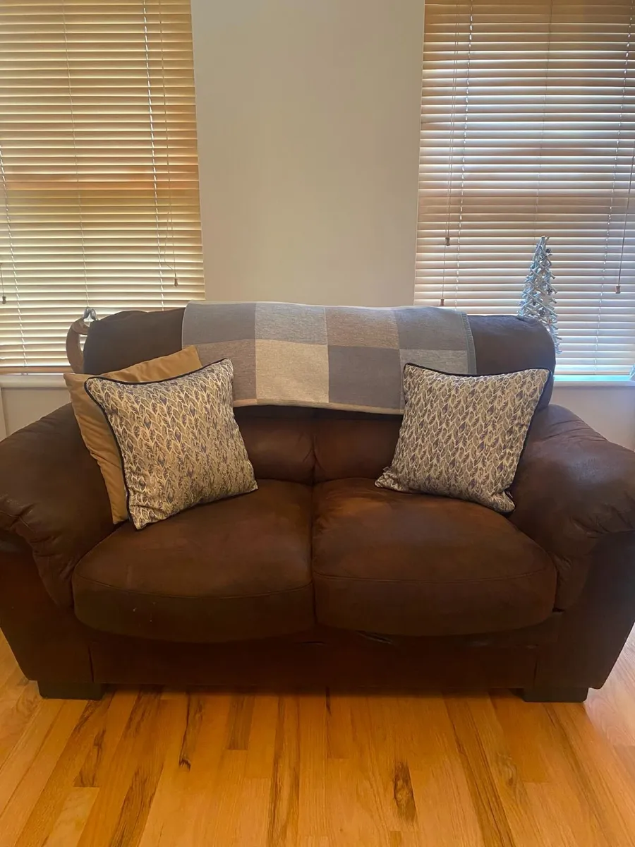 3 & 2 brown saude couches - Image 4