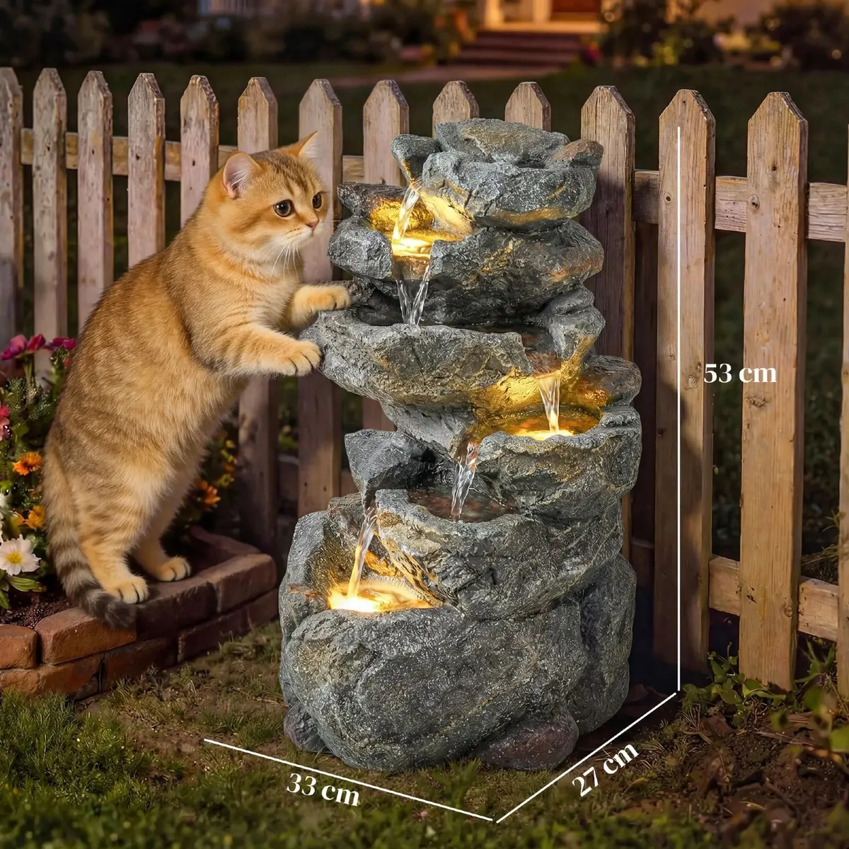 6 Tier Outdoor Water Fountain with LED Lights and - Image 2