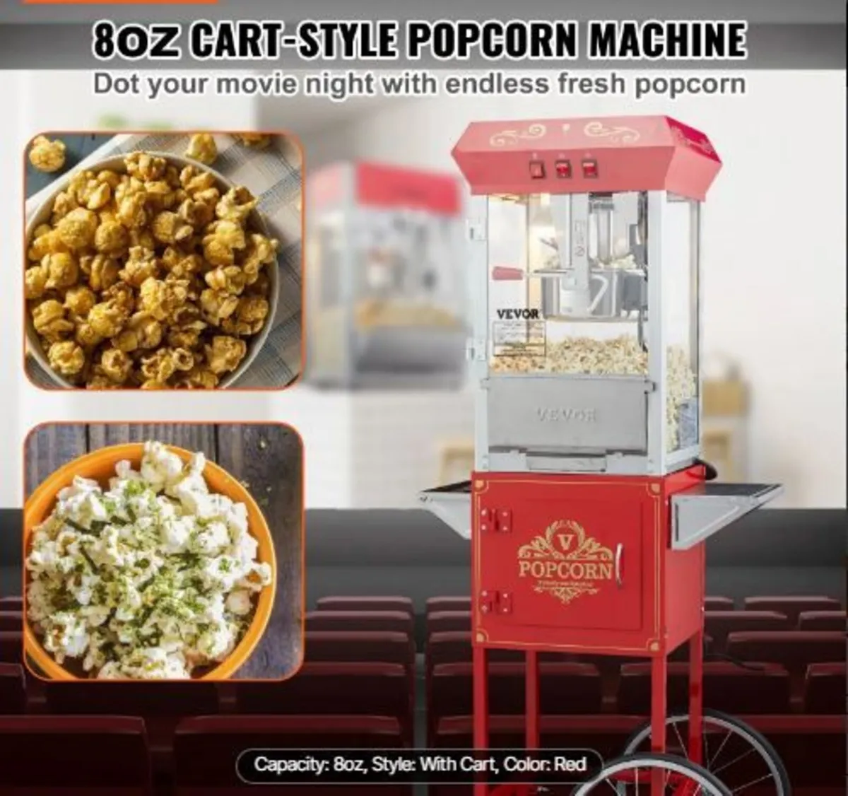 Popcorn Maker with Cart, 850W - Image 3
