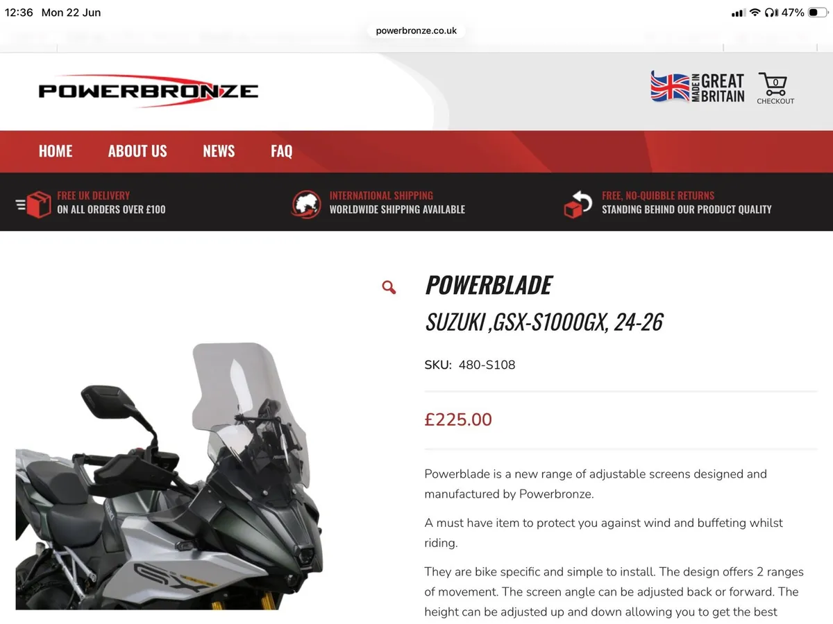 Power Bronze Powerblade screen for Suzuki 1000GX - Image 3