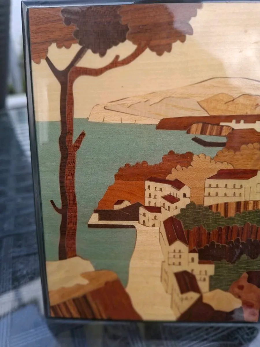 Lovely Vintage Italian Wood Marquetry Artwork - Image 3
