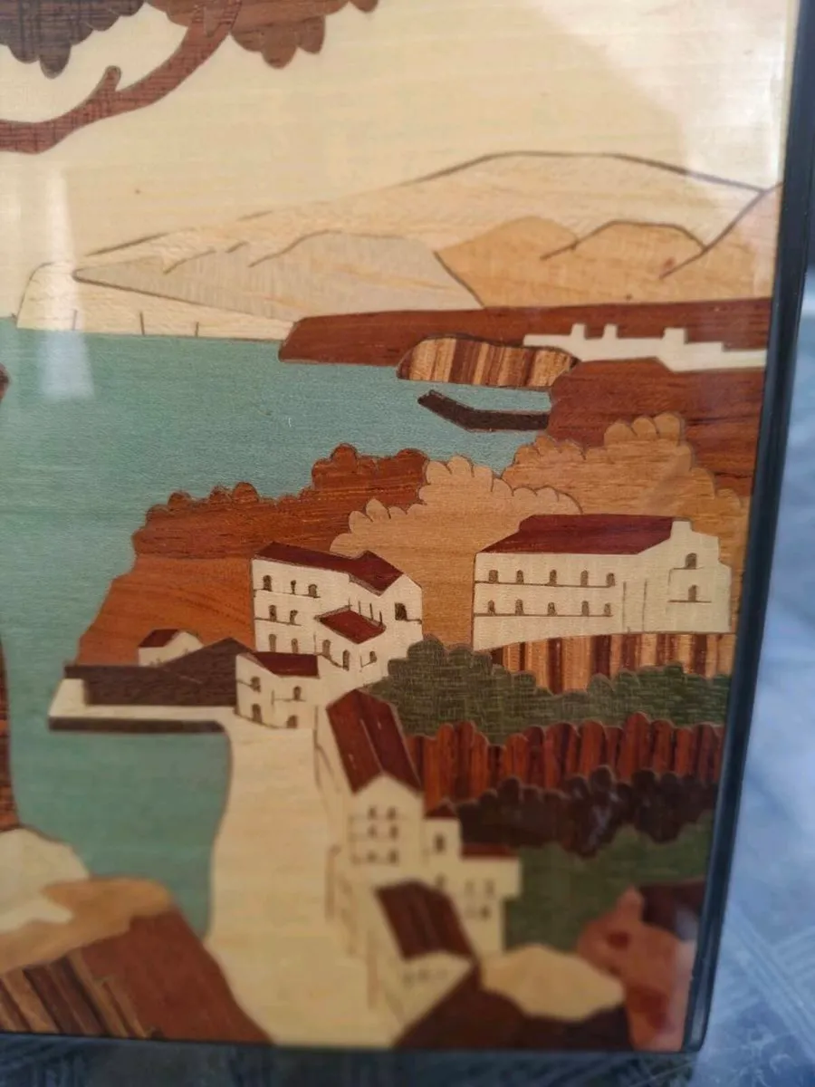 Lovely Vintage Italian Wood Marquetry Artwork - Image 2