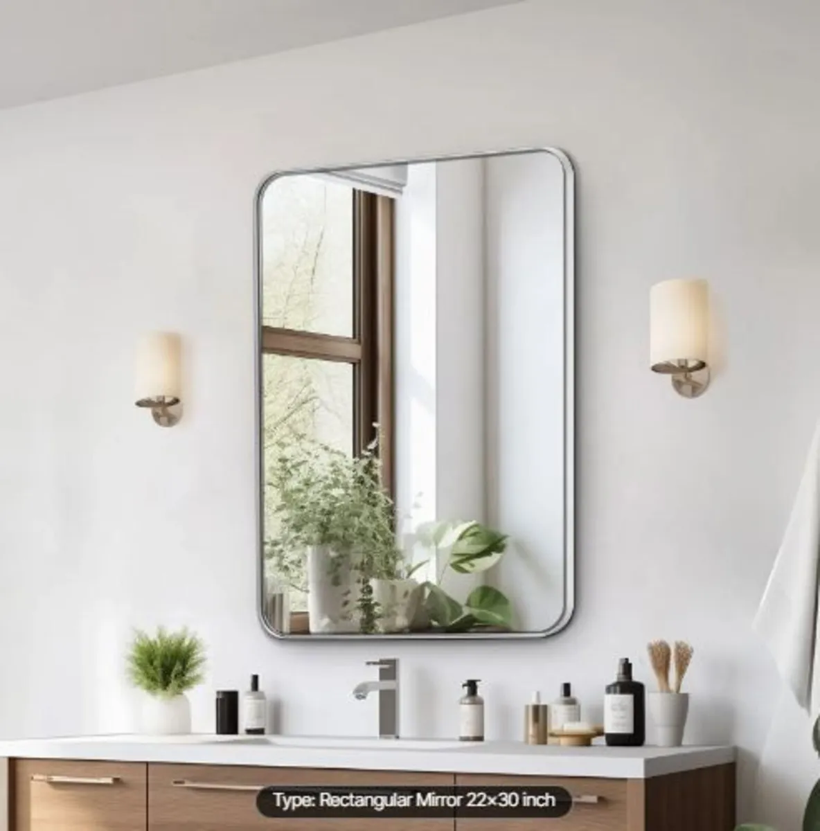 Wall Mounted Makeup Mirror, 0.15" Thick, 22" x 30 - Image 1
