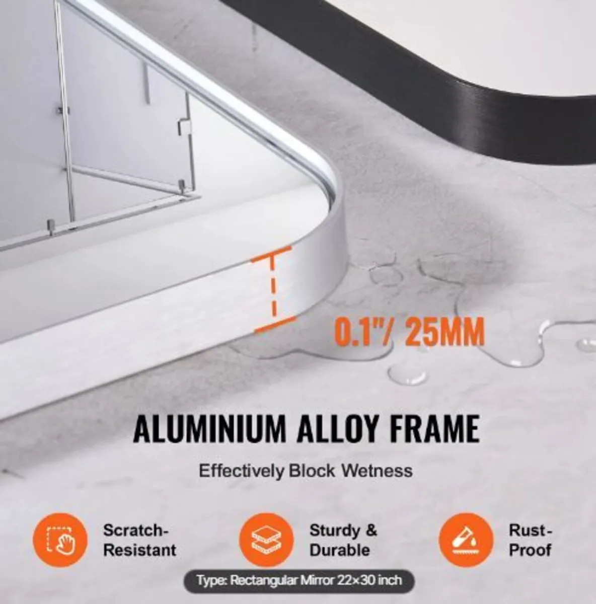 Wall Mounted Makeup Mirror, 0.15" Thick, 22" x 30 - Image 3
