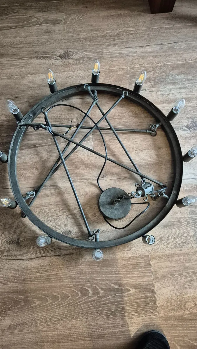 Antique style metal chandelier - Image 4