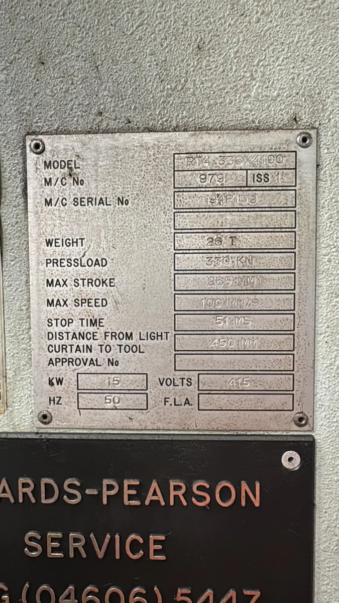 Edward Pearson 4100mm 330 Ton Press Brake - Image 2
