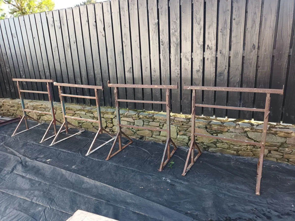 Adjustable steel builders trestles with 6'  boards - Image 1