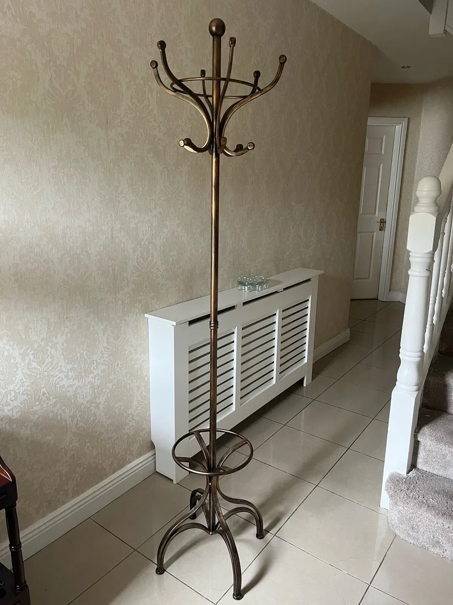 Antique Brass Coat & Hat Stand - Image 3