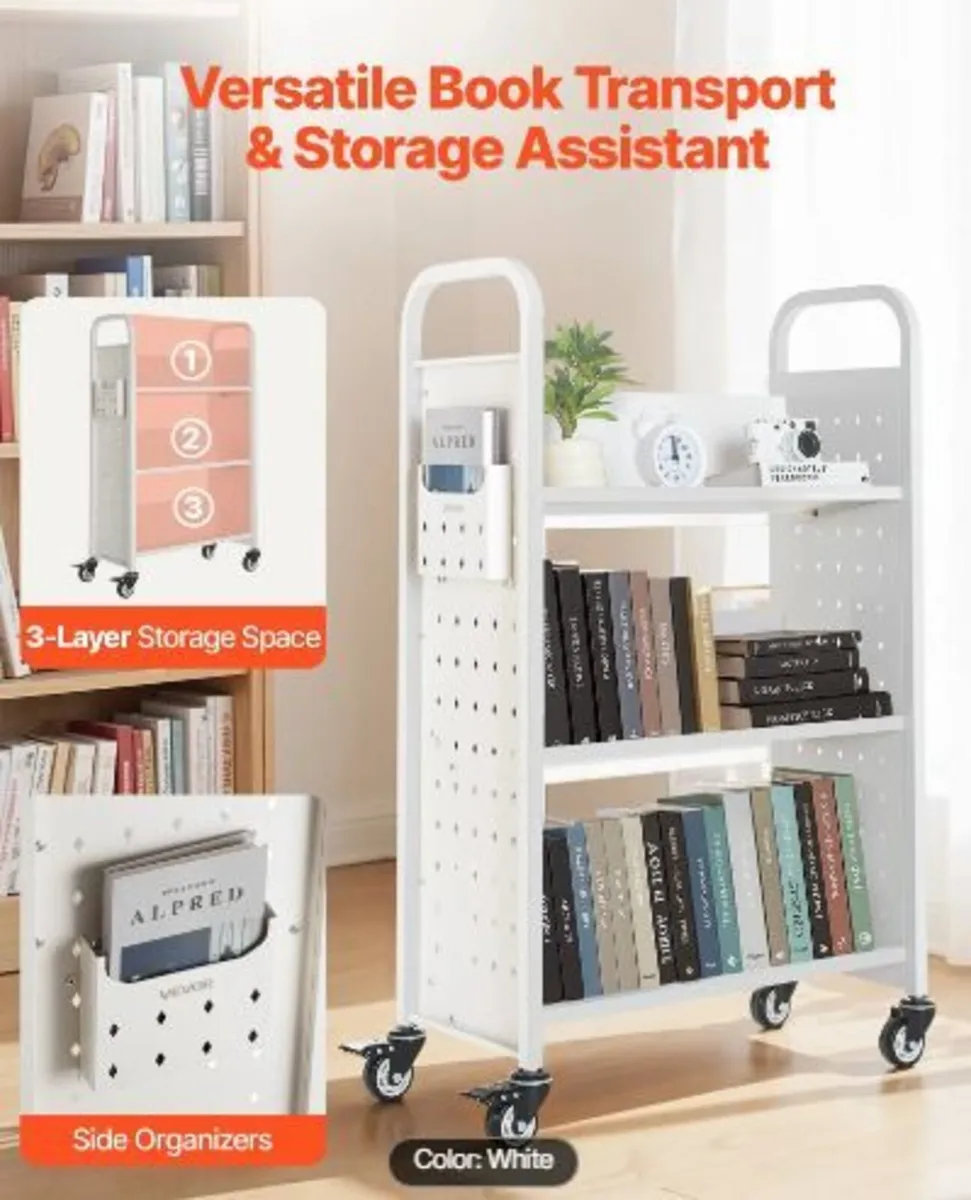 Rolling Library Book Cart, 150 kg Capacity - Image 2