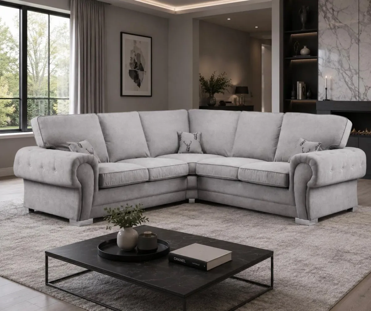 Verona Grey & Black Scatter or Fullback Sofa Set - Image 1