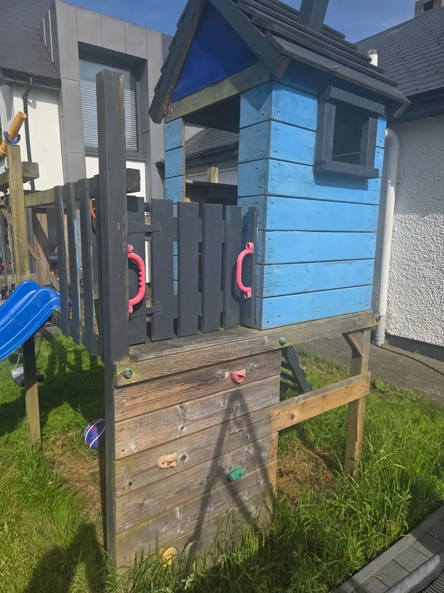 Outdoor Playhouse with Swings, Slide and climbing - Image 4