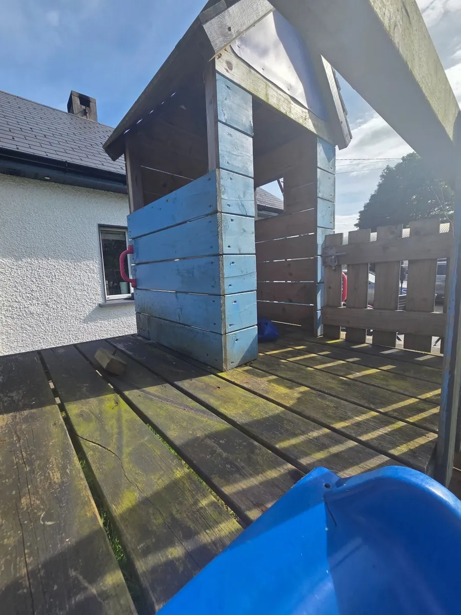 Outdoor Playhouse with Swings, Slide and climbing - Image 2