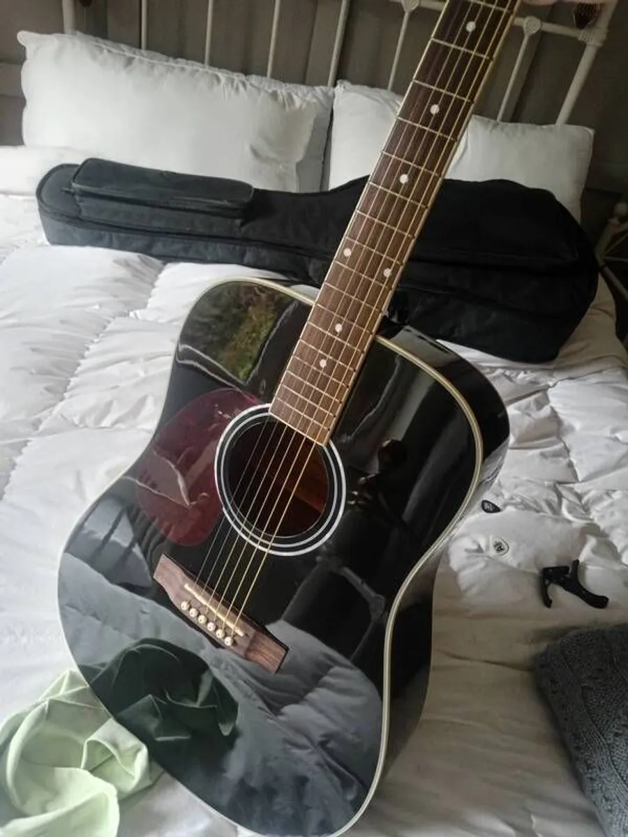 left hand harley benton black acoustic. Full size. Perfect for beginner or advanced - Image 3