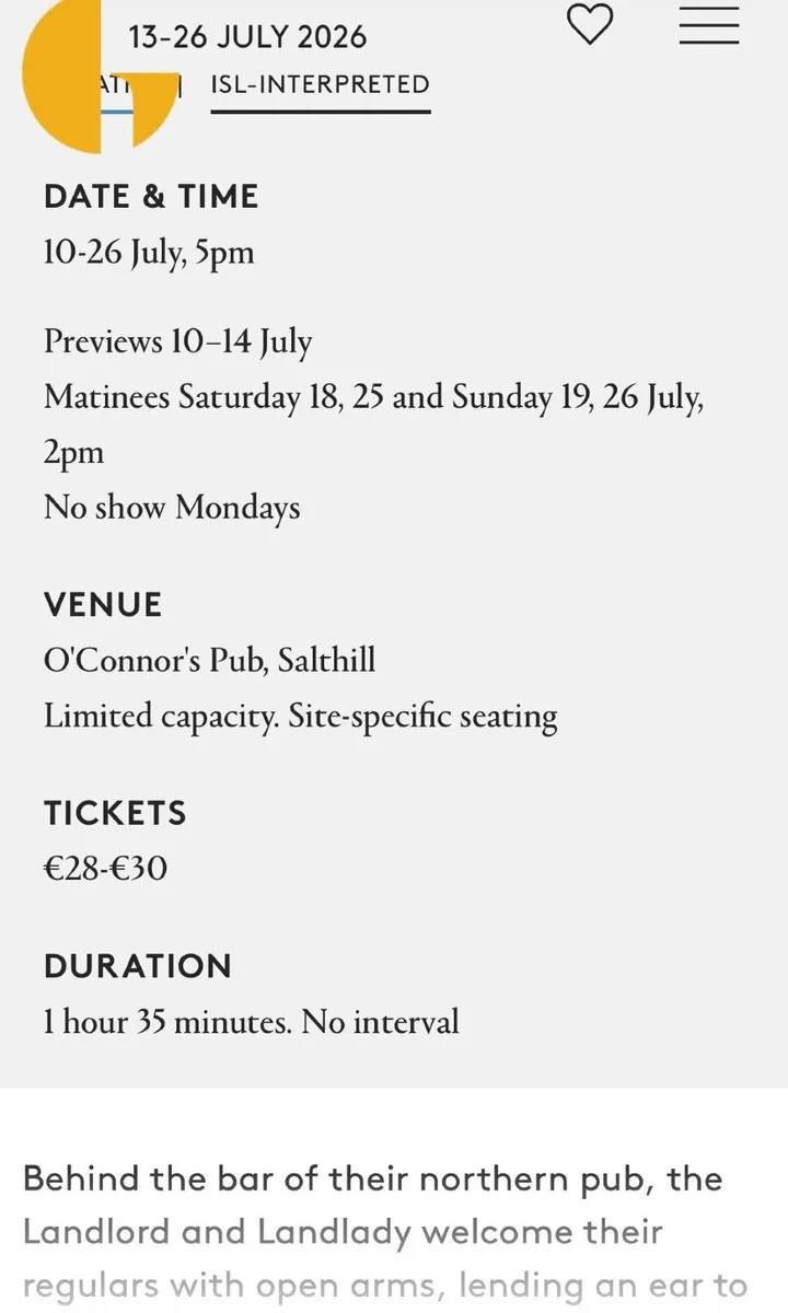 Galway Arts Festiva Threatre tickets 'Two' - Image 2