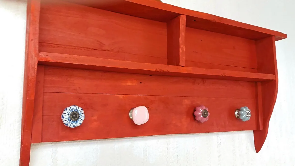 Rustic cubby box floating shelf / coat rack - Image 2