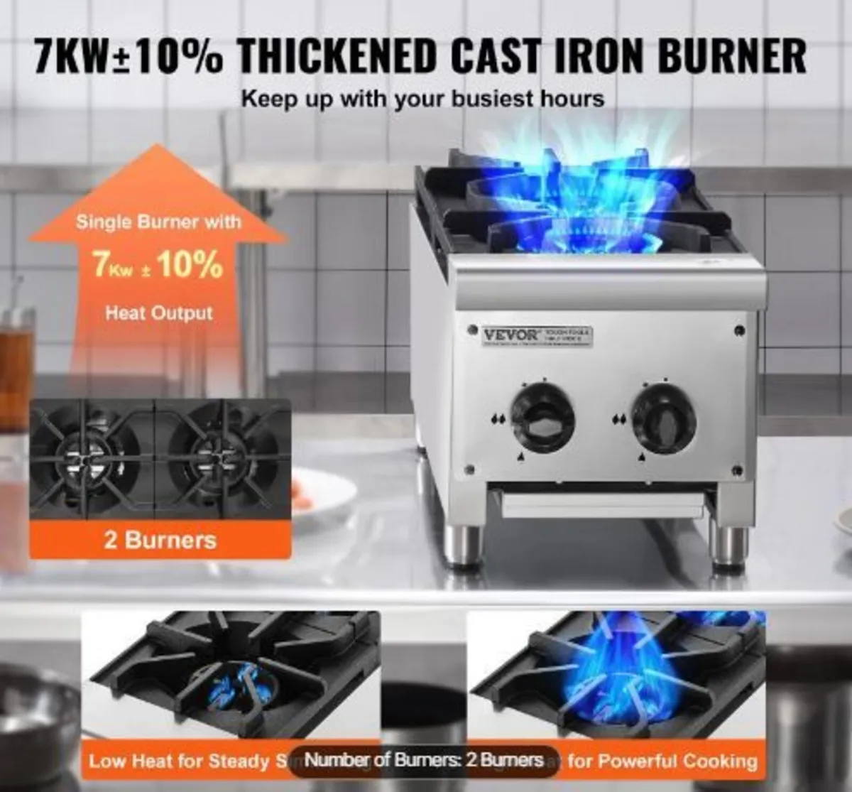 Commercial Gas Stove with 2 Burners - Image 2